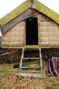 A hut made of reeds by the native indians of Lake Titicaca in Peru, South America Royalty Free Stock Photo