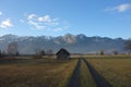 Hut in a marsh plain Royalty Free Stock Photo