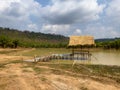 A hut in the middle of the water for relaxation. Royalty Free Stock Photo