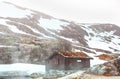A hut in the mountains of Breheimen Nasjonaalpark, Norway Royalty Free Stock Photo
