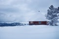 Hut in the mountains in the snow Royalty Free Stock Photo