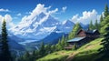 Dhaulagiri Cabin: Detailed Pixel Art Image With Mountain Landscape