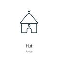 Hut outline vector icon. Thin line black hut icon, flat vector simple element illustration from editable africa concept isolated Royalty Free Stock Photo