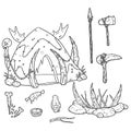 Hut of primitive man. Tent made of bones and skins Royalty Free Stock Photo
