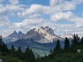 The hut Rifugio Alfonso Vandelli and lake Sorapis in Alps