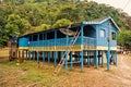 Hut on wooden piles in village in jungles