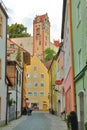 Hutergasse with High Castle of FÃÂ¼ssen Hohes Schloss at the back, FÃÂ¼ssen, OstallgÃÂ¤u, Bavaria Bayern, Germany Deutschland