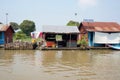 Floating houses on Sangker River, Cambodia Royalty Free Stock Photo