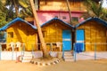 The huts on the Goa beach