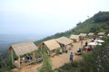 Huts on hill with beautiful landscape