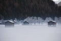 Huts in the mist