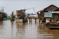 Huts in river, Tonle Sap, Cambodia Royalty Free Stock Photo