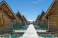 Huts at the topical beach at Maldives Royalty Free Stock Photo