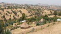 Village huts on the hills