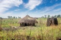 Huts in the Village in Uganda, Africa Royalty Free Stock Photo