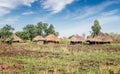 Huts in the Village in Uganda, Africa Royalty Free Stock Photo