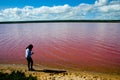 Hutt Lagoon Pink Lake Royalty Free Stock Photo