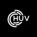 HUV letter logo design on black background. HUV creative initials letter logo concept. HUV letter design Royalty Free Stock Photo