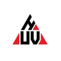 HUV triangle letter logo design with triangle shape. HUV triangle logo design monogram. HUV triangle vector logo template with red Royalty Free Stock Photo