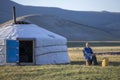 Huvsgul, Mongolia, September 6th, 2017: mongolian woman resting