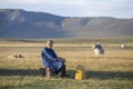 Huvsgul, Mongolia, September 6th, 2017: mongolian woman resting