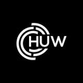 HUW letter logo design on black background. HUW creative initials letter logo concept. HUW letter design