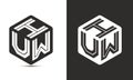 HUW letter logo design with illustrator cube logo, vector logo modern alphabet font overlap style