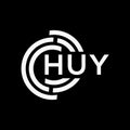 HUY letter logo design on black background. HUY creative initials letter logo concept. HUY letter design