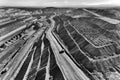 HV Coal mine trucks BW Royalty Free Stock Photo