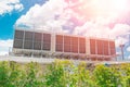 HVAC Air Chillers on Rooftop Units of Air Conditioner Royalty Free Stock Photo