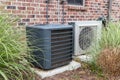 HVAC Air Conditioner Compressor and a Mini-split system together Royalty Free Stock Photo