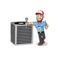 HVAC service cartoon character design illustration