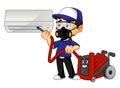 Hvac Cleaner or technician cleaning air conditioner