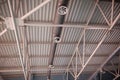 HVAC Duct Cleaning, Ventilation pipes in silver insulation material hanging from the ceiling inside new building Royalty Free Stock Photo