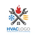 HVAC logo design, heating ventilation and air conditioning logo or icon template