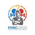 HVAC logo design, heating ventilation and air conditioning logo or icon template