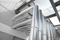 Hvac pipes, heating, ventilation, air conditioning and cooling system, ventilation system ducted through the wall located outside