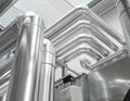 Hvac pipes, heating, ventilation, air conditioning and cooling system, ventilation system ducted through the wall located outside