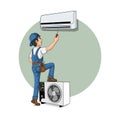 HVAC Service Cartoon Character Design Illustration