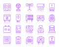 Hvac simple color line icons vector set