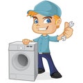 HVAC Technician holding washing machine