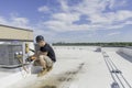 Hvac Worker with copyspace Royalty Free Stock Photo