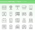 Hvac simple black line icons vector set