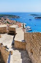 Hvar city and the harbor from the Spanish fortress in Coratia Royalty Free Stock Photo