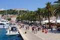 HVAR, CROATIA - JULY 8, 2018: Hvar city harbor with lots of tour Royalty Free Stock Photo