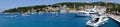 HVAR, CROATIA - JULY 8, 2018: panoramic photo of Hvar city Royalty Free Stock Photo