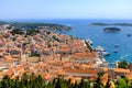 Hvar and the harbor from the Spanish Fortress in Croatia Royalty Free Stock Photo