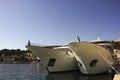 Hvar harbor with two cruisers Royalty Free Stock Photo