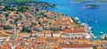 Hvar old historic center aerial view