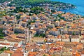 Hvar old town center aerial view Royalty Free Stock Photo